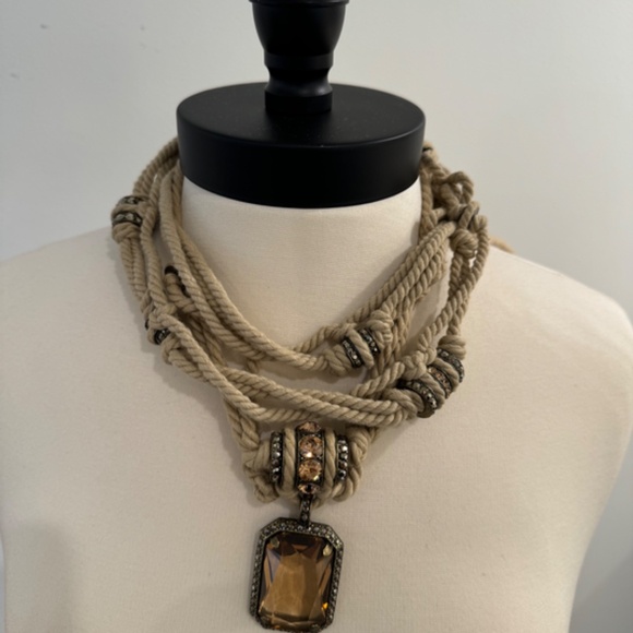 2012 Lanvin Long Amber & Tan Ropes Necklace - 2 pieces